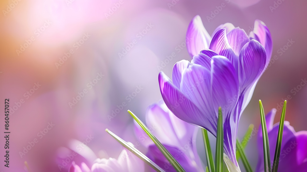 Closeup of a purple Crocus flower on blur background : Generative AI Closeup of a purple Crocus flower on blur background : Generative AI