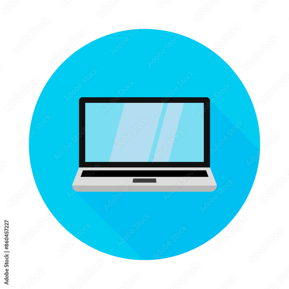 Vector laptop icon on a round background. Vector laptop icon on a round background.