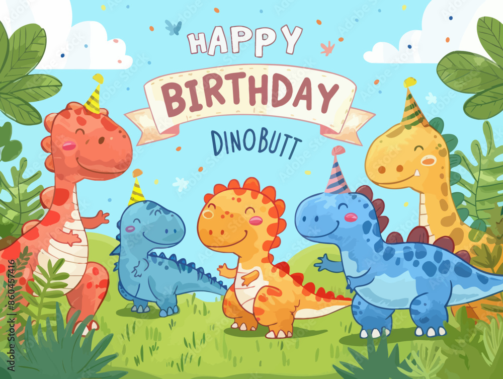 Happy Birthday Dino Butt: A Colorful Children's Book Illustration Happy Birthday Dino Butt: A Colorful Children's Book Illustration