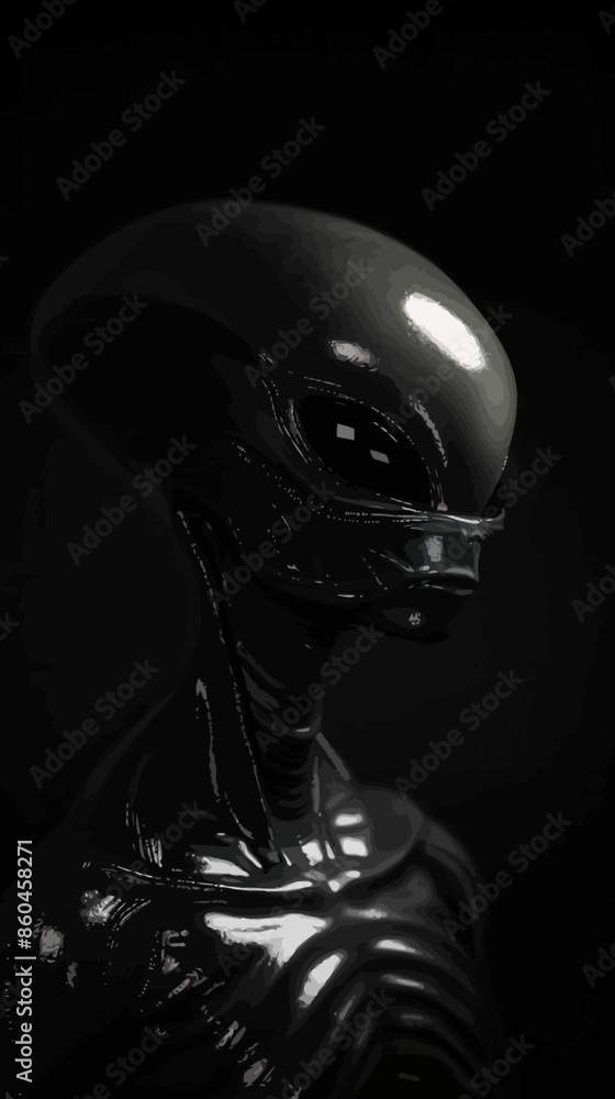 Alien Figure in Black and White Alien Figure in Black and White