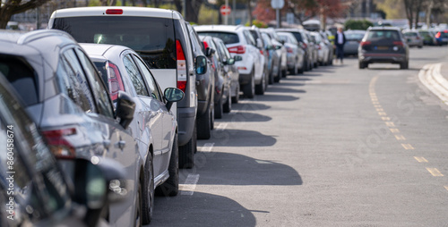 Wallpaper Mural Cars in a row. A lot of parked vehicles Torontodigital.ca