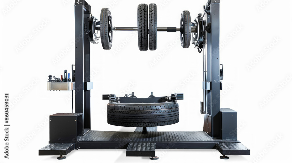 Tire changers for mounting and dismounting tires isolated on white background Tire changers for mounting and dismounting tires isolated on white background