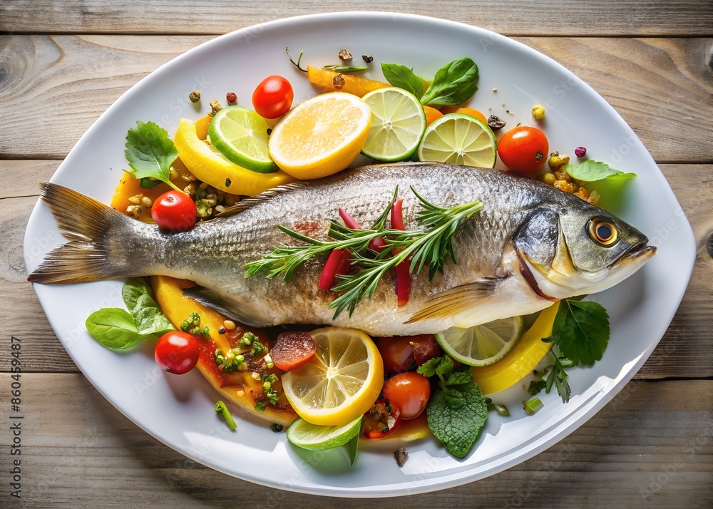 Grilled salmon fish steak with vegetables Grilled salmon fish steak with vegetables