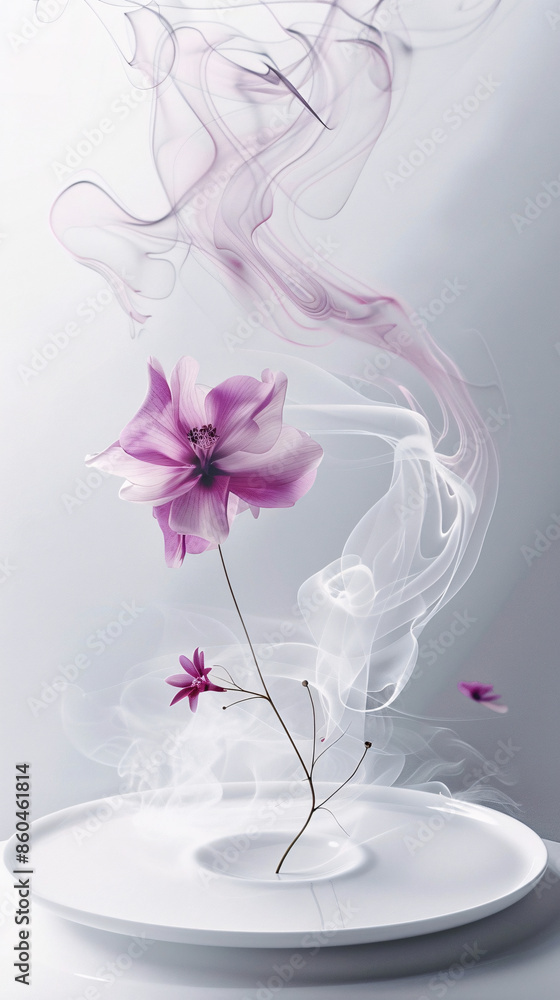 Obraz premium Exquisite Aromatic Poetry on a Plate - Vector Minimalist Digital Sculpture Capturing the Balance of Flavors and Scents in Dining Experience