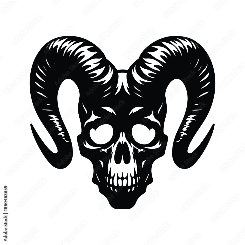 Skull with horn silhouette vector illustration isolated on white background Skull with horn silhouette vector illustration isolated on white background