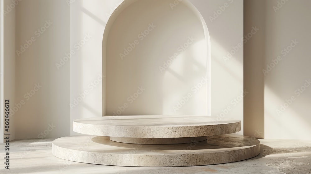 Podium with a textured surface and minimal design Podium with a textured surface and minimal design