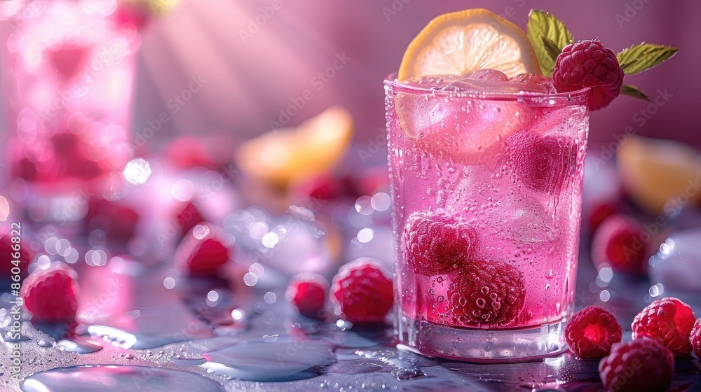 Refreshing Raspberry Lemonade with Fresh Raspberry Garnish Refreshing Raspberry Lemonade with Fresh Raspberry Garnish