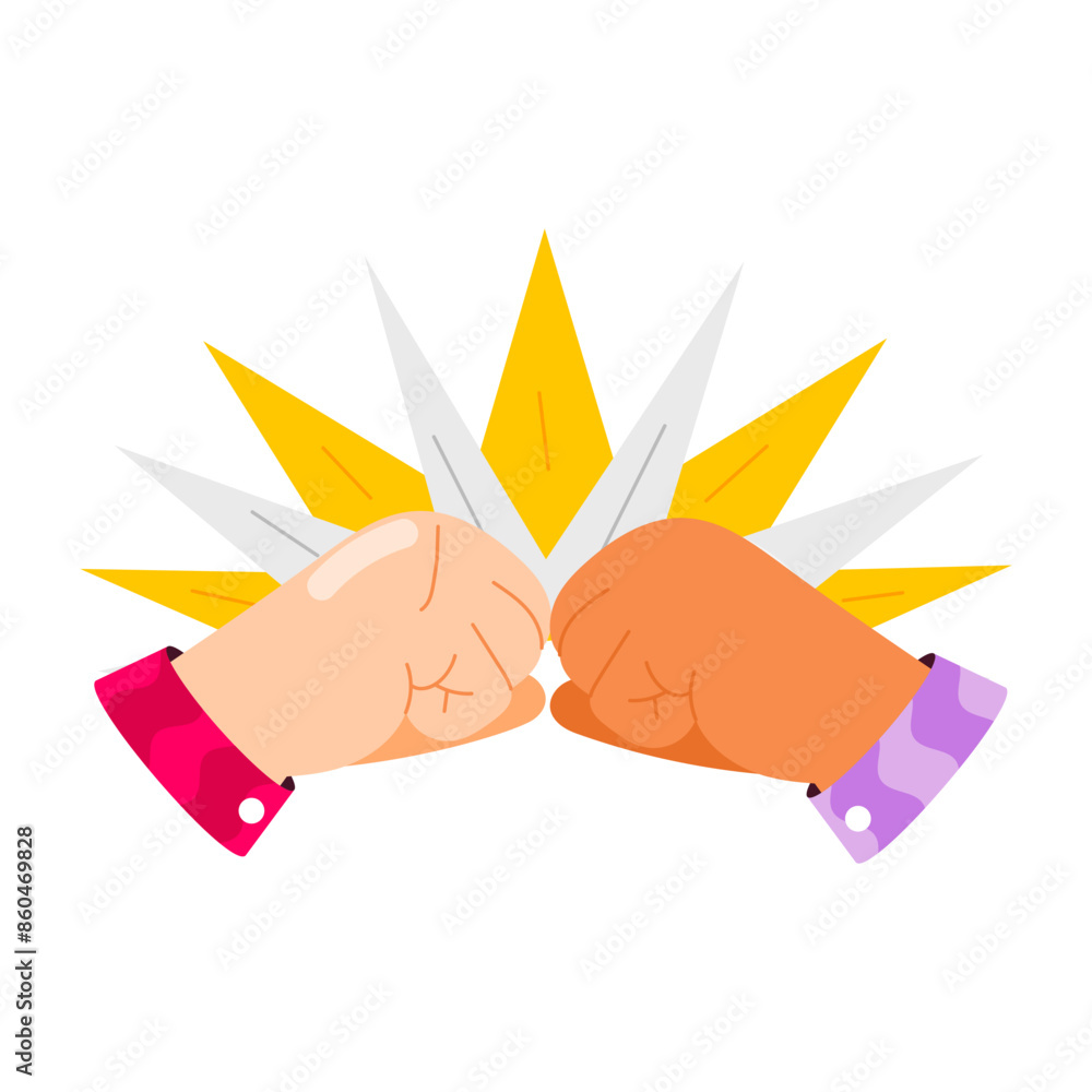 An editable flat sticker depicting fist bump An editable flat sticker depicting fist bump