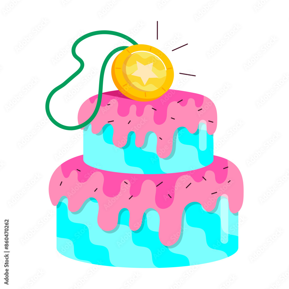 An appealing flat sticker of achievement cake
An appealing flat sticker of achievement cake