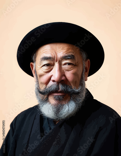 Elderly Gentleman in Black Hat and Robe