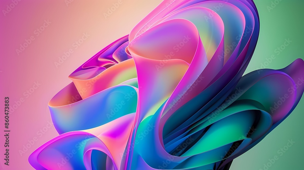 abstract shape with a color gradient that transitions from pink to purple and green on top abstract shape with a color gradient that transitions from pink to purple and green on top