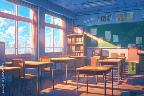 Anime Background Classroom © Halfjoy