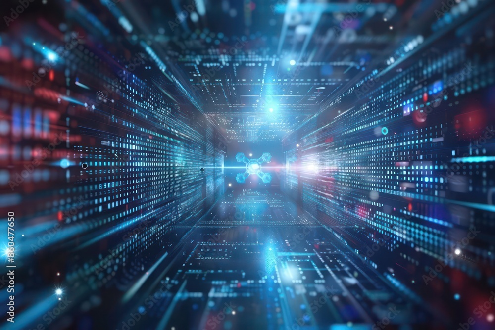 Conceptual image of an advanced digital system for managing space resources with clear space for text Conceptual image of an advanced digital system for managing space resources with clear space for text