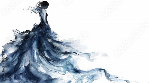 Wallpaper Mural Create an illustration with a single figure wearing a gown in shades of silver and bluegray The dress should have a fluid Torontodigital.ca