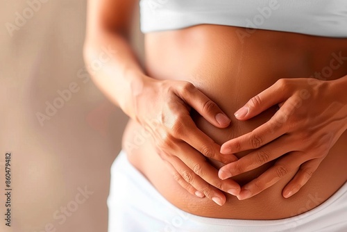 Wallpaper Mural Pregnant belly with hands over it. Copy space. Natural light. Shallow focus Torontodigital.ca