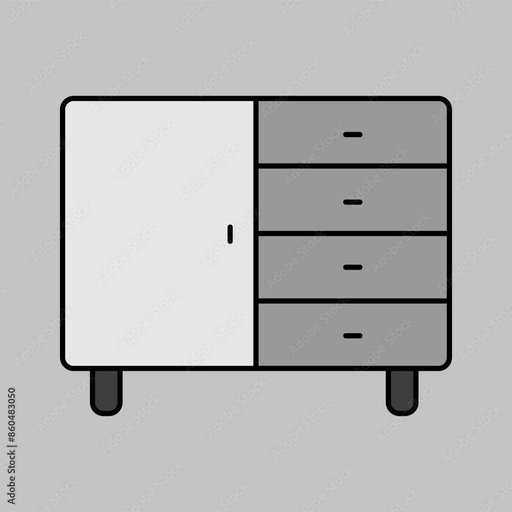 Bedside dresser vector icon. Chest of drawer Bedside dresser vector icon. Chest of drawer