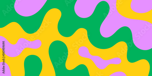 Abstract wavy retro groovy background. Vector illustration of groovy waves in 1970s hippie style. Psychedelic dynamic liquid shapes