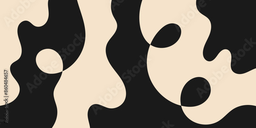 Abstract wavy retro groovy background. Vector illustration of groovy waves in 1970s hippie style. Psychedelic dynamic liquid shapes