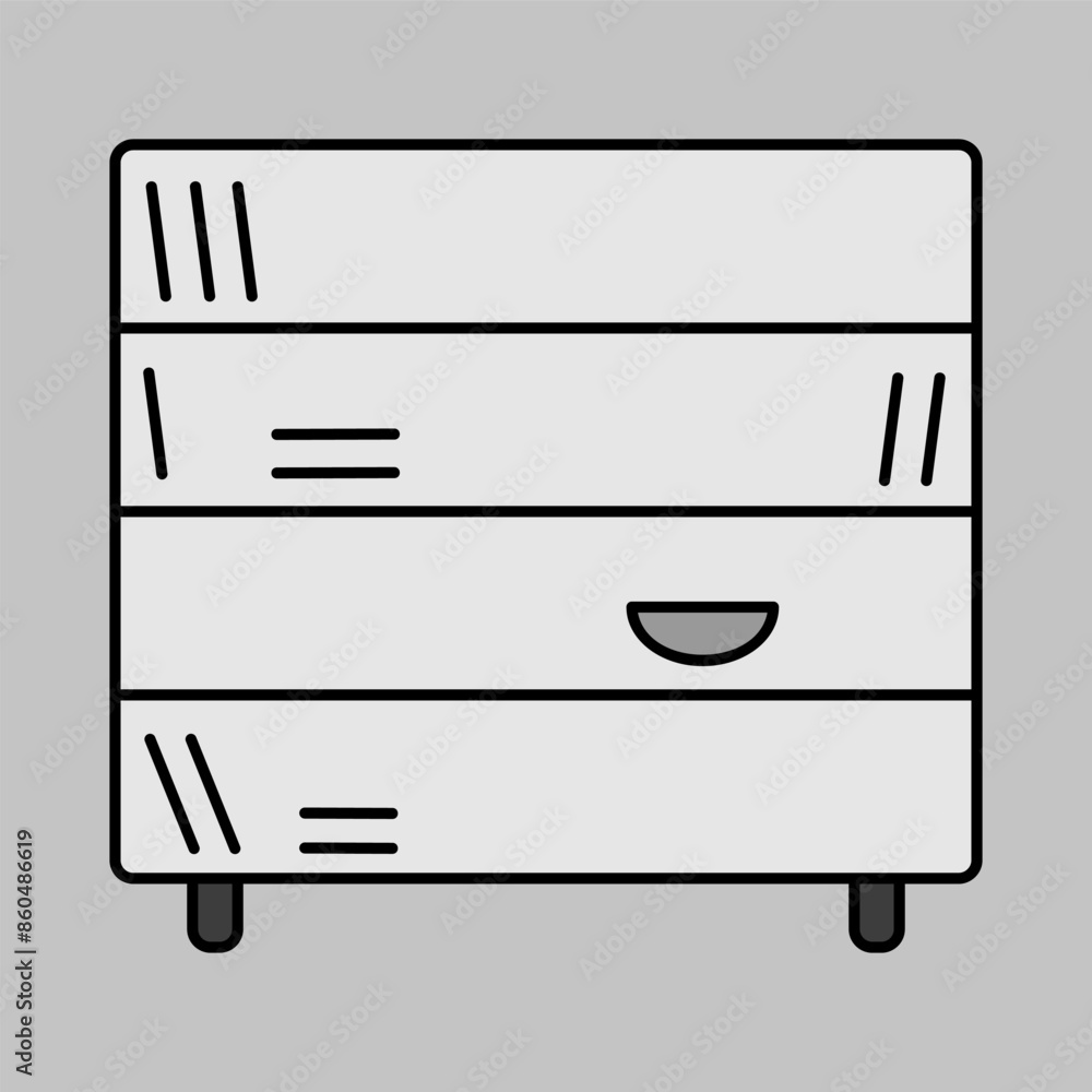 Office cabinet with folders and shelves icon