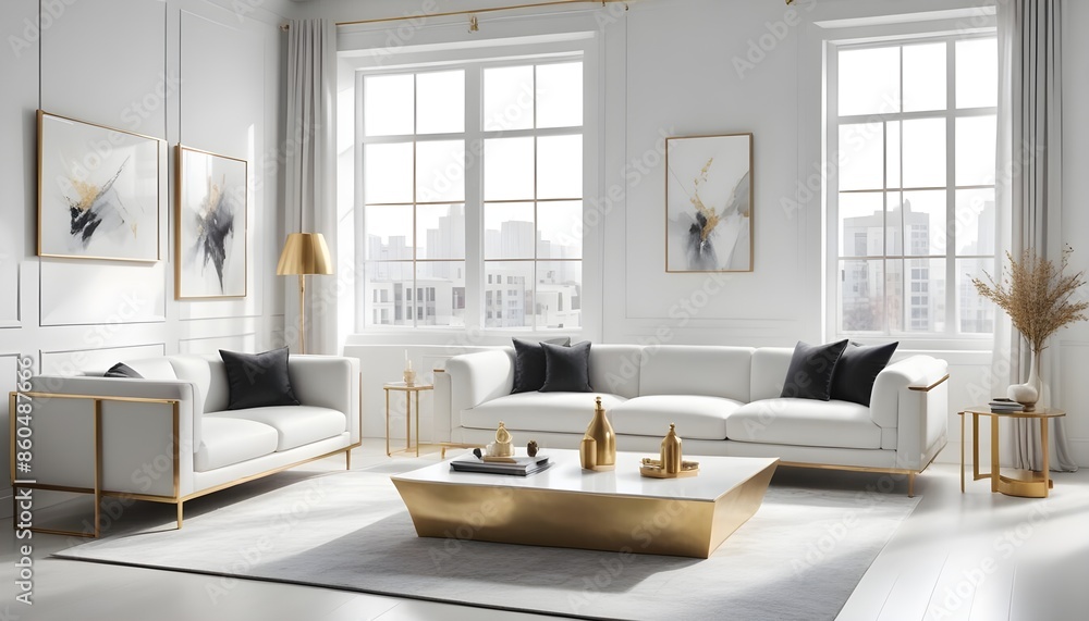 white and gold theme modern interior design