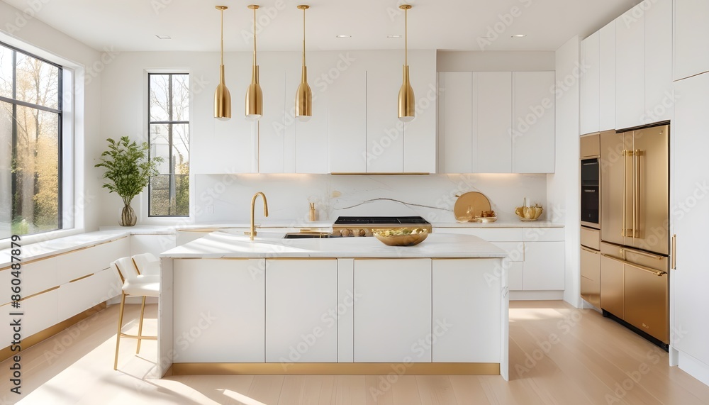 Fototapeta premium white and gold theme modern interior design