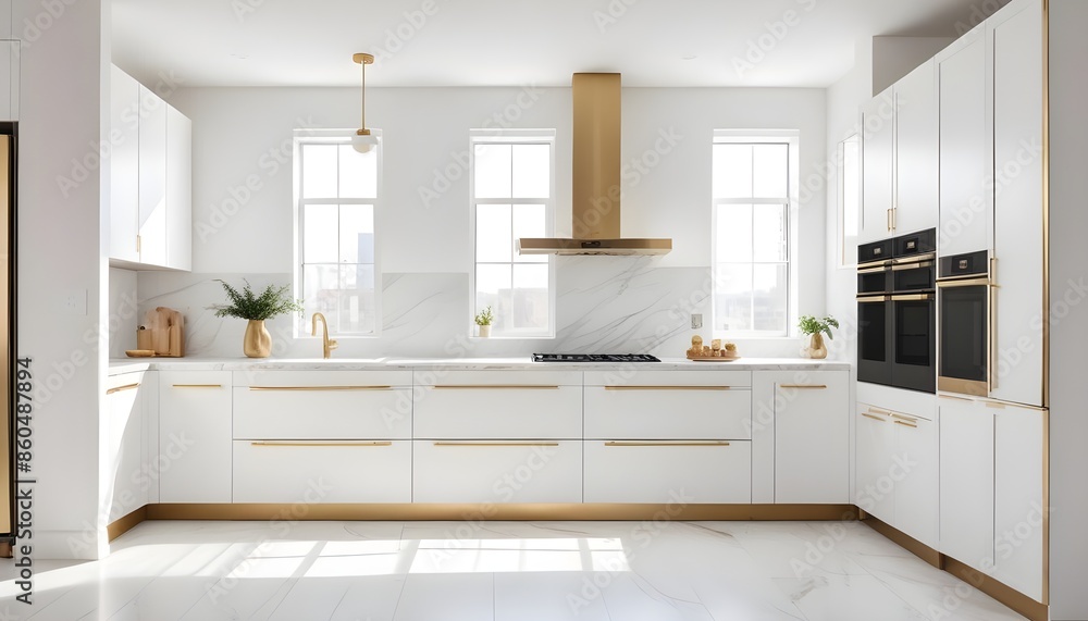 Fototapeta premium white and gold theme modern interior design