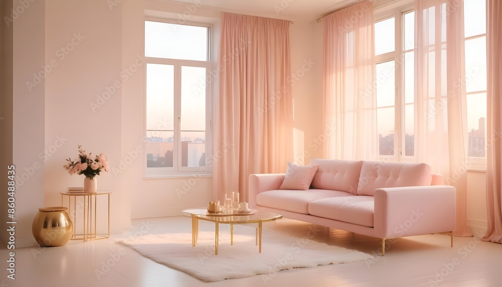 Fototapeta premium white and gold theme modern interior design