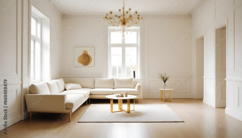 Fototapeta premium white and gold theme modern interior design