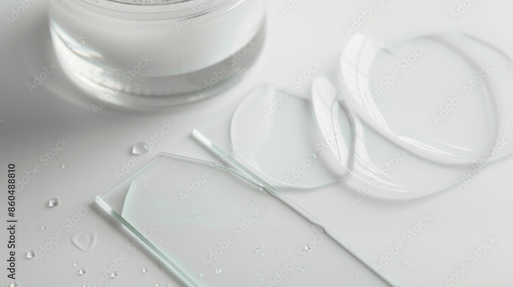 Glass primers for promoting adhesion between glass and adhesive isolated on white background Glass primers for promoting adhesion between glass and adhesive isolated on white background