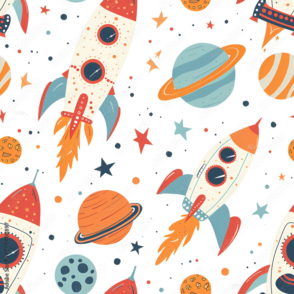 Cute Rocket Ship Pattern