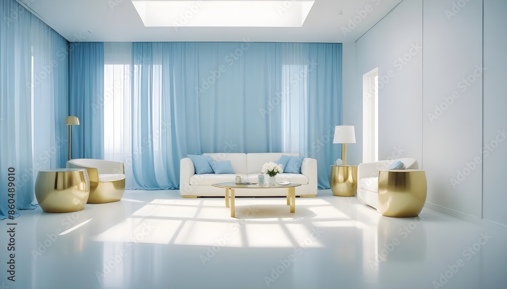 Fototapeta premium white and gold theme modern interior design