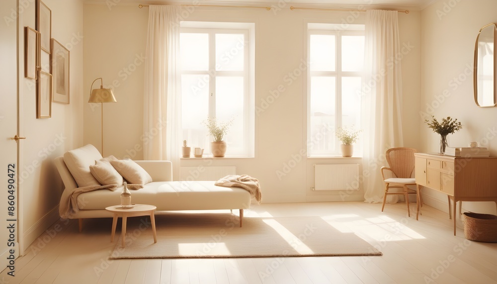 Fototapeta premium white and gold theme modern interior design