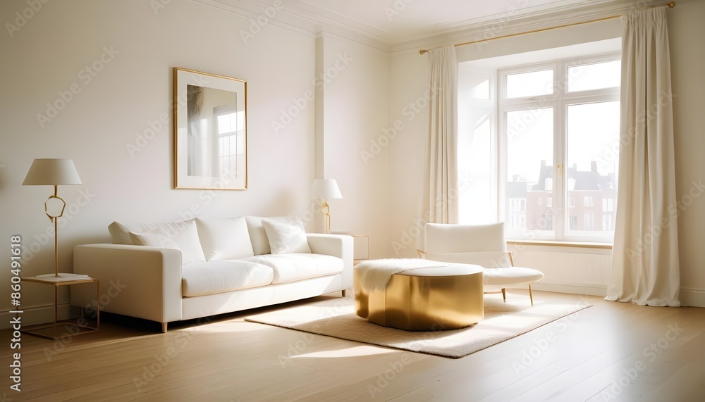 Fototapeta premium white and gold theme modern interior design