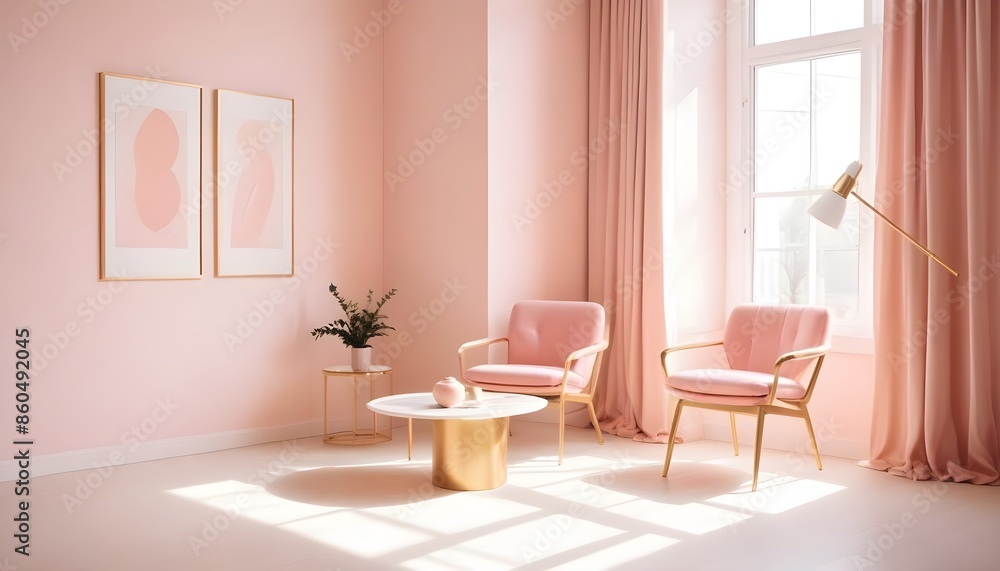 Fototapeta premium white and gold theme modern interior design