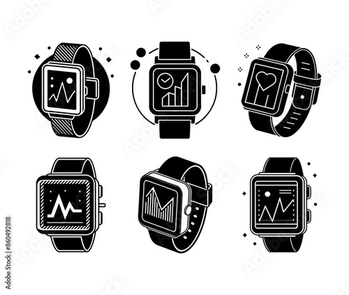 set of black and white smartwatch