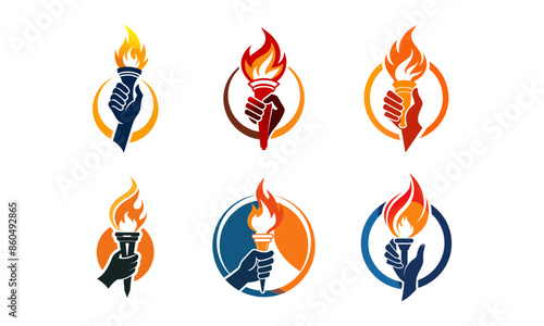 a set of tourch logo vector