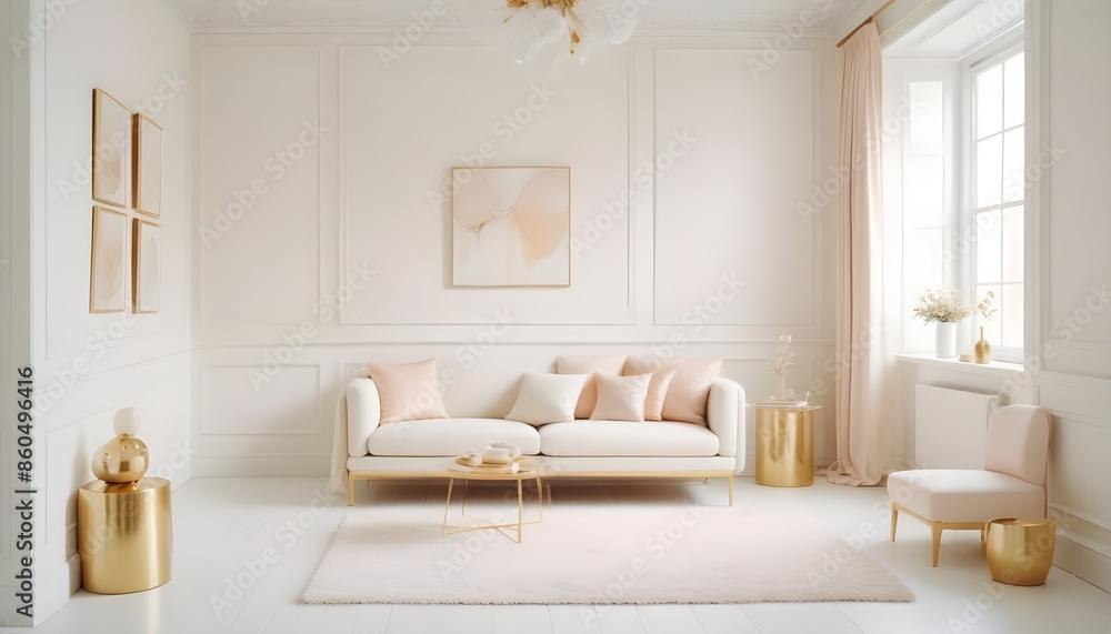 Obraz premium white and gold theme modern interior design