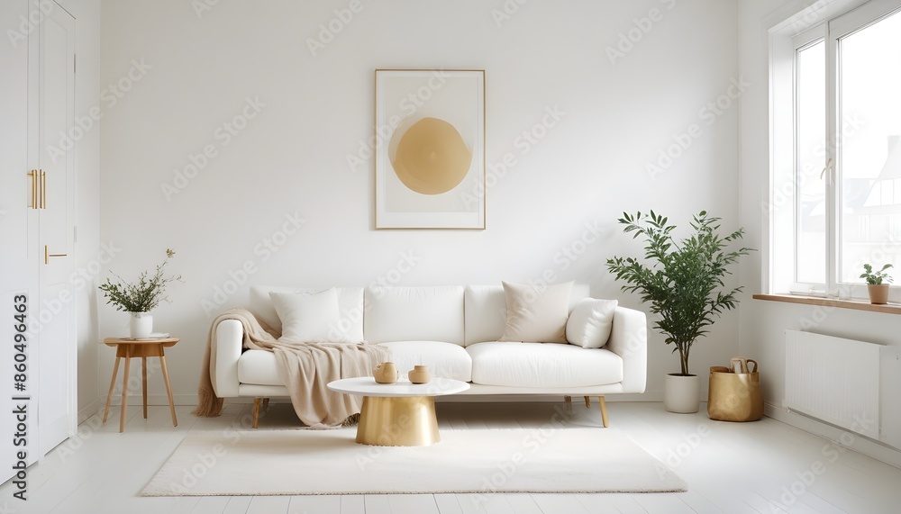 Fototapeta premium white and gold theme modern interior design