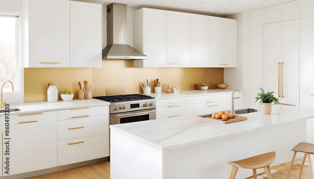 Fototapeta premium white and gold theme modern interior design