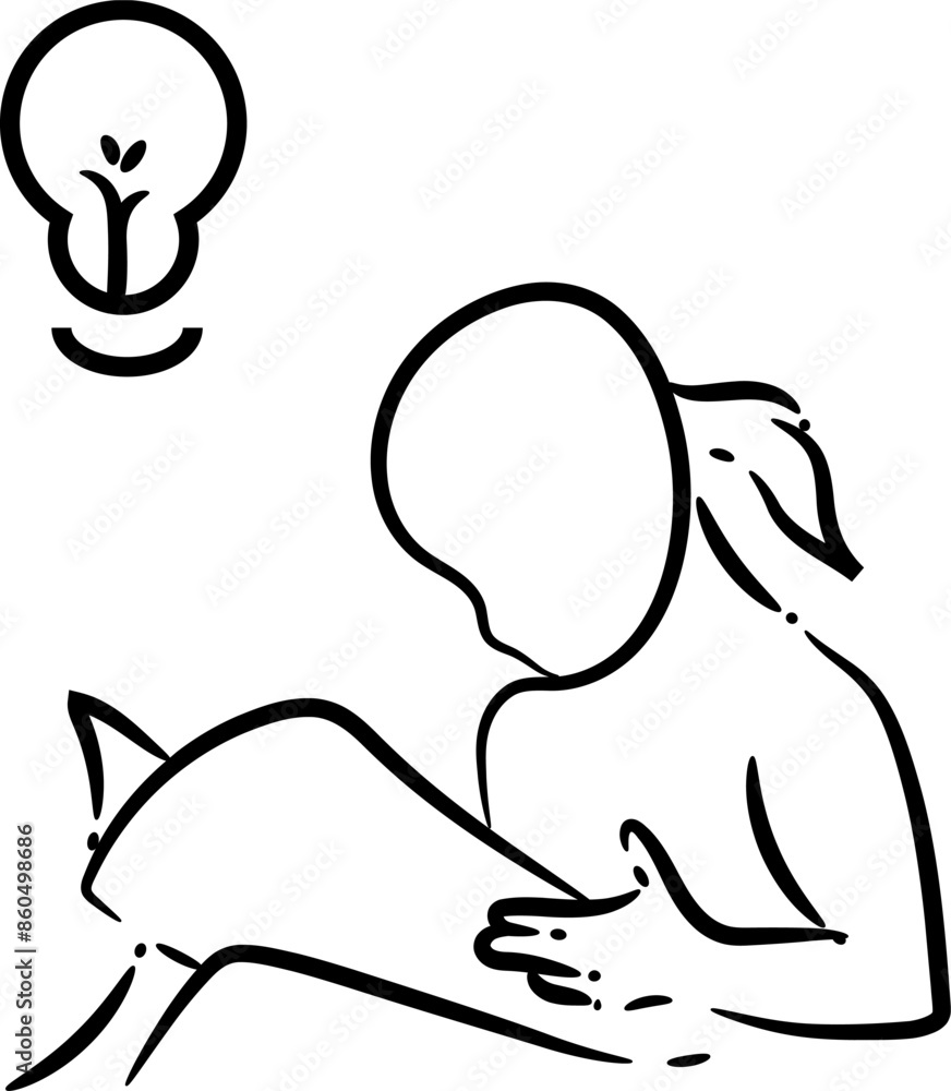 Icon illustration of a girl reading a hand-drawn book, educational vector Icon illustration of a girl reading a hand-drawn book, educational vector