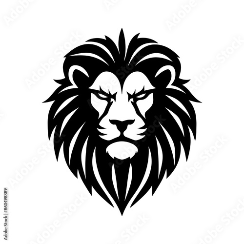 vector logo design illustration of a majestic lion's head, black in color and suitable for use as a company logo