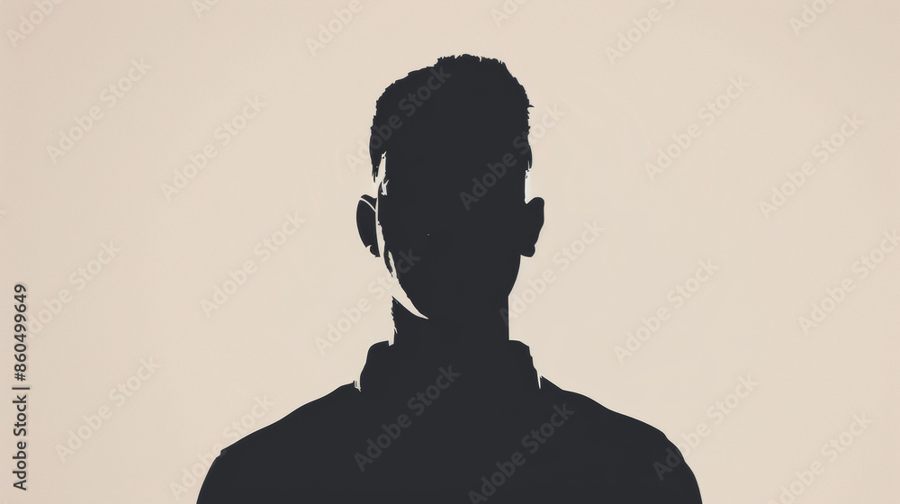 A silhouette illustration of a male character looking straight at the camera. A silhouette illustration of a male character looking straight at the camera.
