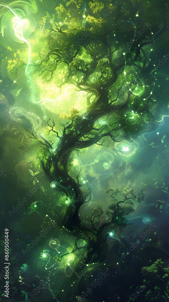 Fototapeta premium Enchanting Tree with Glowing Lights.