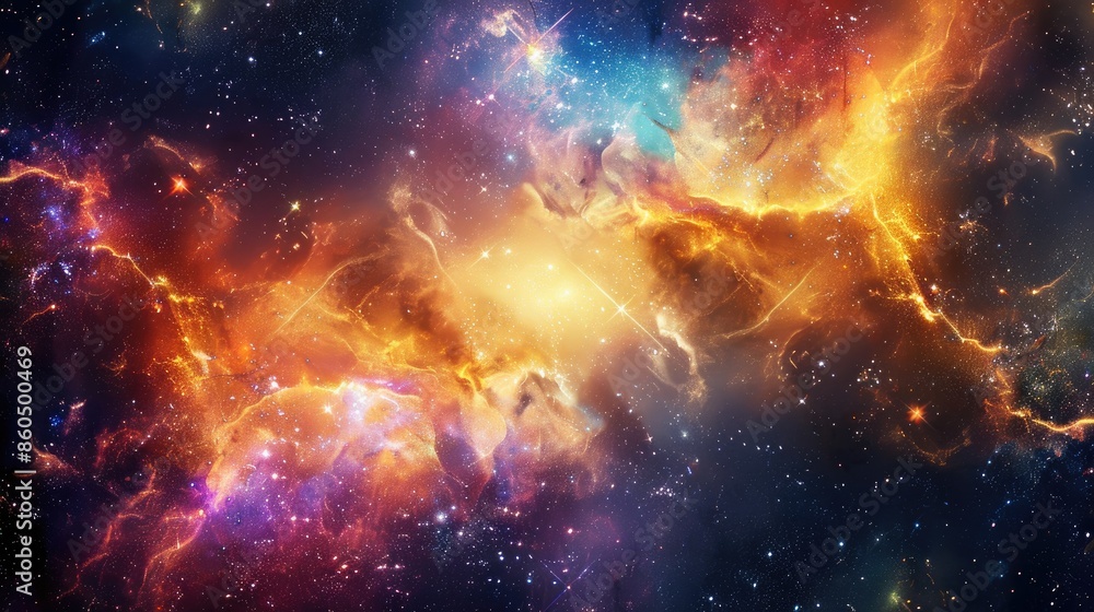 Space, nebulae, stars, galaxies, glow. Generative AI Space, nebulae, stars, galaxies, glow. Generative AI