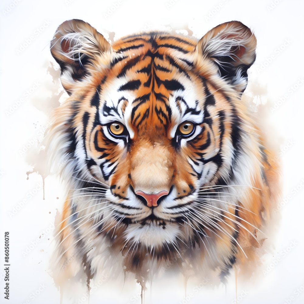 Fototapeta premium Thai tiger, watercolor, beautiful eyes and young, savage