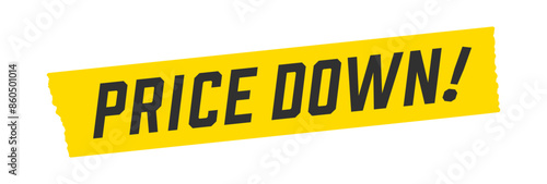 黄色いテープに黒いPRICE DOWN! の文字 - 値下げ
･値引き･セールの販促POPのデザイン素材