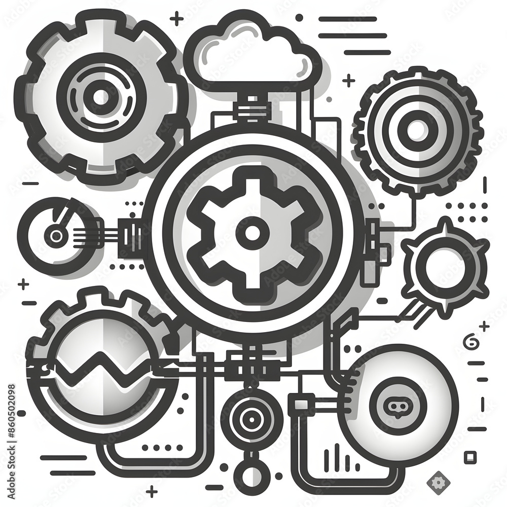 automation and optimization vector icon. operation process optimize ...