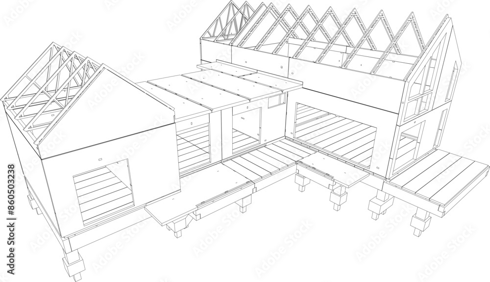 3D illustration of building structure 3D illustration of building structure