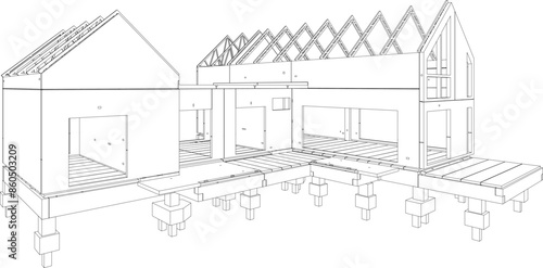 3D illustration of building structure