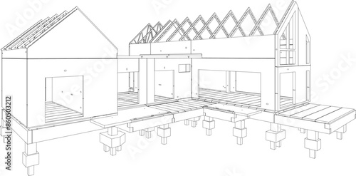 3D illustration of building structure